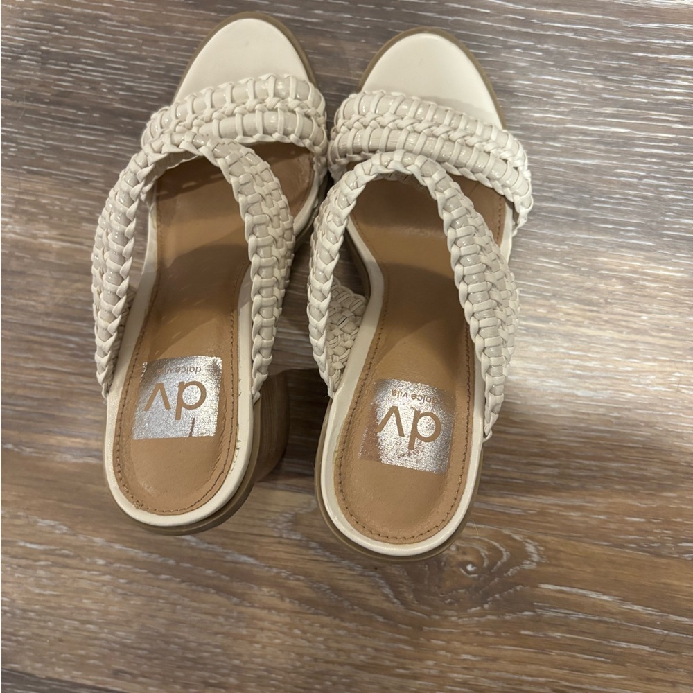 DV by Dolce Vita Cream Woven Slip-On Sandals